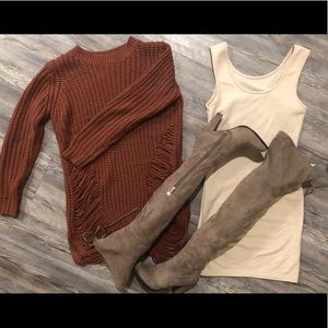 Faux suede thigh high boots